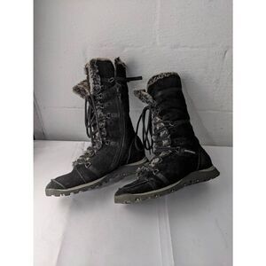 Skechers‎ Y2K Grand Jams Unlimited Winter Boot Black Suede faux Fur Lined Sz 10
